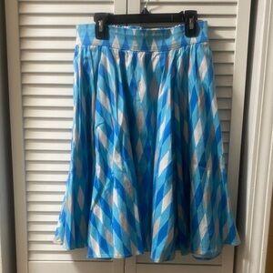 Pinup Couture Blue and White Harlequin print circle skirt